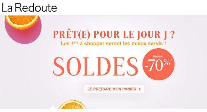 J-2 avant les SOLDES de la Redoute, préparez votre panier !