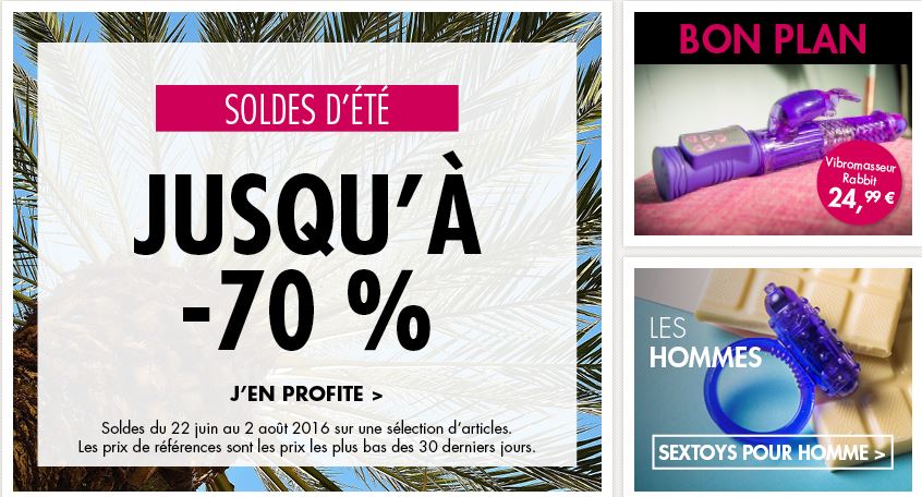 Jusqu'à - 70% sur les sextoys Jusqu'à - 70% sur les sextoys