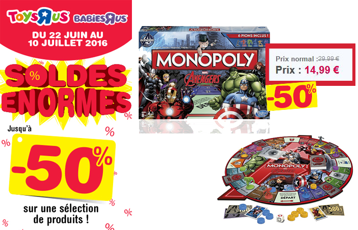 Profitez vite de la réduction sur le Monoply Avengers ! Profitez vite de la réduction sur le Monoply Avengers !