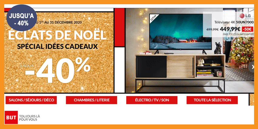 Pour s'équiper pas cher, pensez à notre partenaire BUT ! Jusqu'à -40% de remise Pour s'équiper pas cher, pensez à notre partenaire BUT ! Jusqu'à -40% de remise