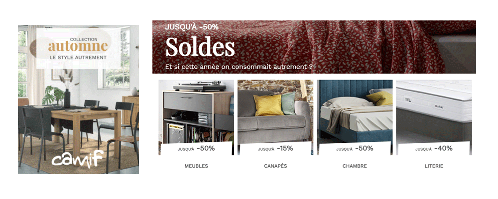 CAMIF - SOLDES Meuble, déco, linge de maison jusqu'à -50%