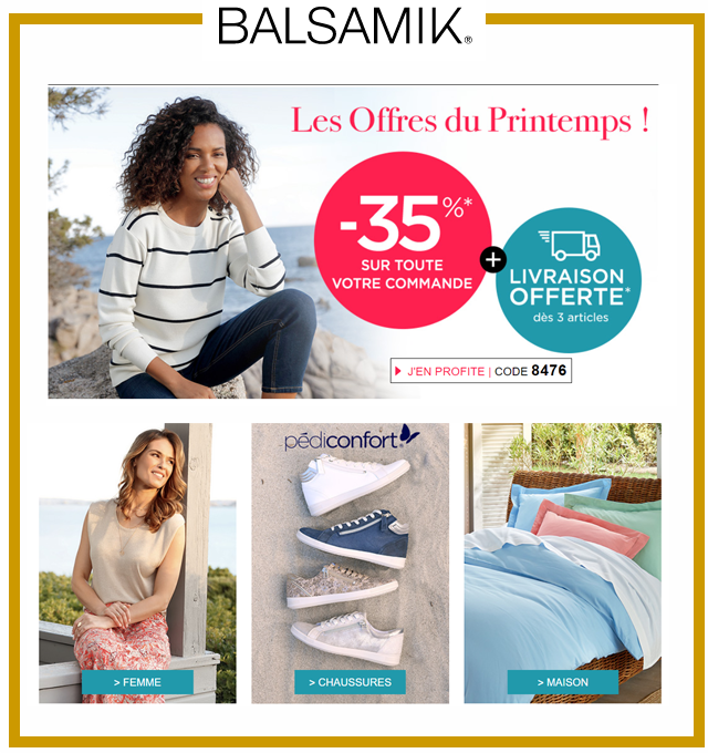 BALSAMIK - 35% sur toute votre commande + 50% sur la Lingerie