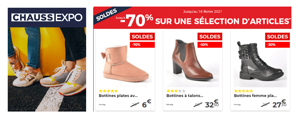 CHAUSS'EXPO - SOLDES SUR LES CHAUSSURES JUSQU'A - 70%