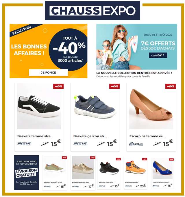 CHAUSS EXPO - Jusqu'à -40% sur 3 000 paires de chaussures