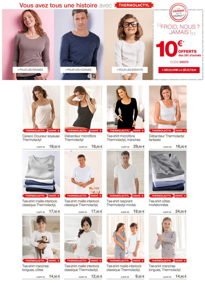 10€ Offerts sur la gamme Thermolactyl de Damart avec Catalogue.fr 10€ Offerts sur la gamme Thermolactyl de Damart avec Catalogue.fr