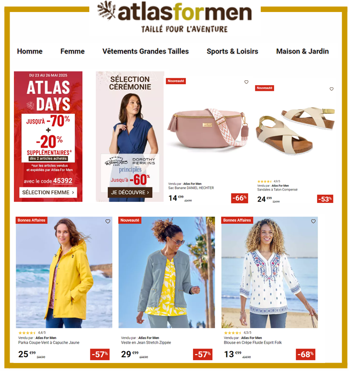 ATLAS FOR WOMEN- PROMO jusqu'à -70% sur la Mode FEMME ATLAS FOR WOMEN- PROMO jusqu'à -70% sur la Mode FEMME