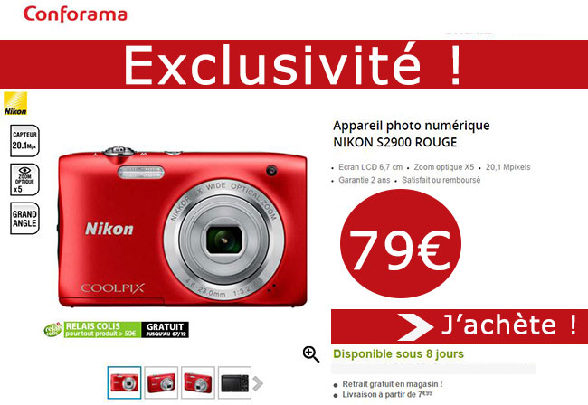 Appreil photo numérique NIKON S2900