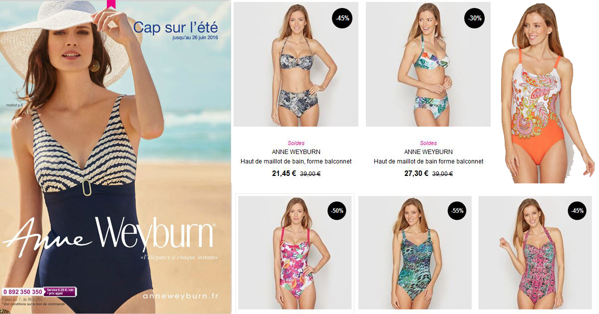 Haut de maillot de bain tankini en solde ANNE WEYBURN