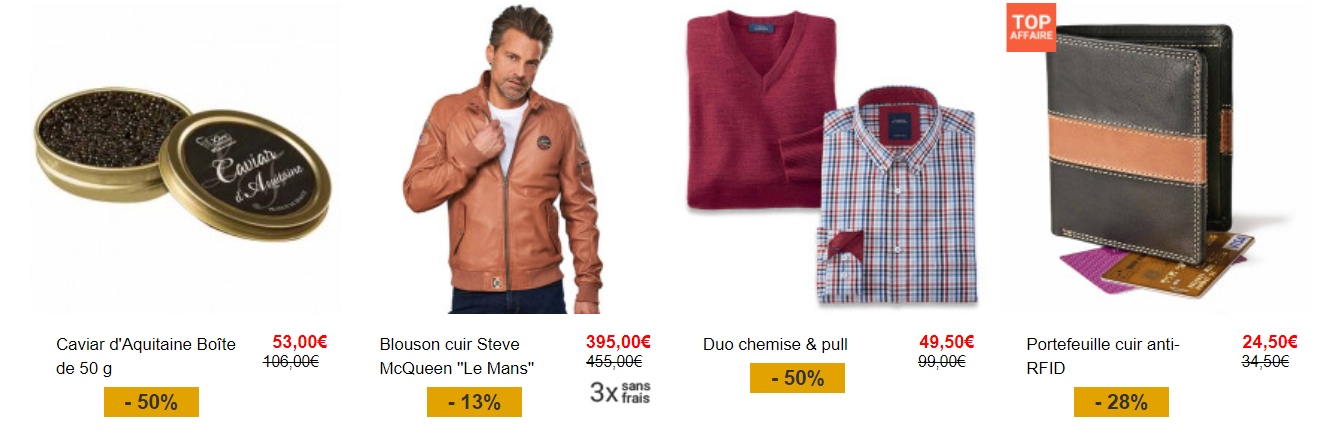 Exemple articles Homme à retrouver au catalogue en cliquant ici