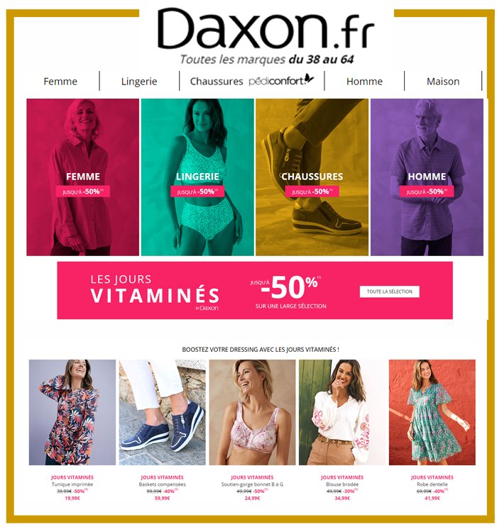 DAXON - JUSQU'A - 40% + Livraison offerte MODE HOMME, FEMME, GRANDE TAILLE