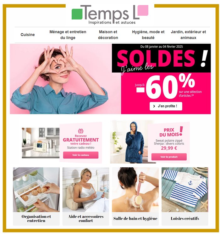 TEMPS L - SOLDES usqu'à -60% sur les accessoires de Cuisine, Rangement, Ménage